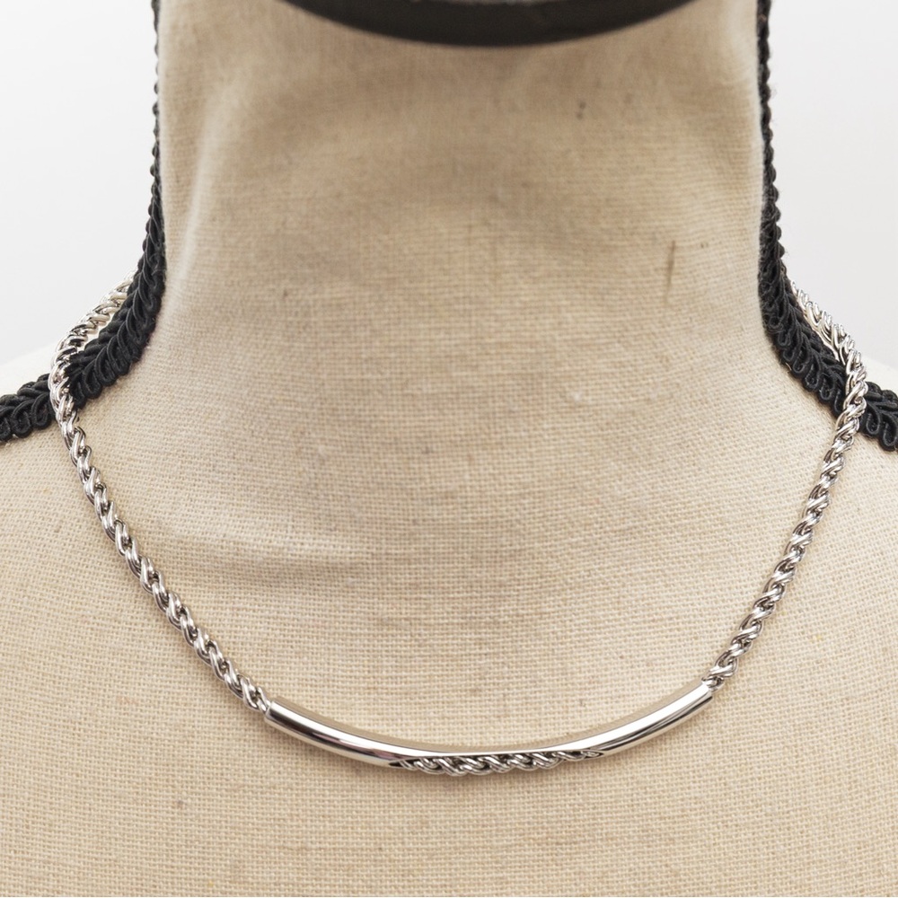Vintage Biagi silver choker bar choker minimalist timeless classic style 90s Y2K - Picture 11 of 15
